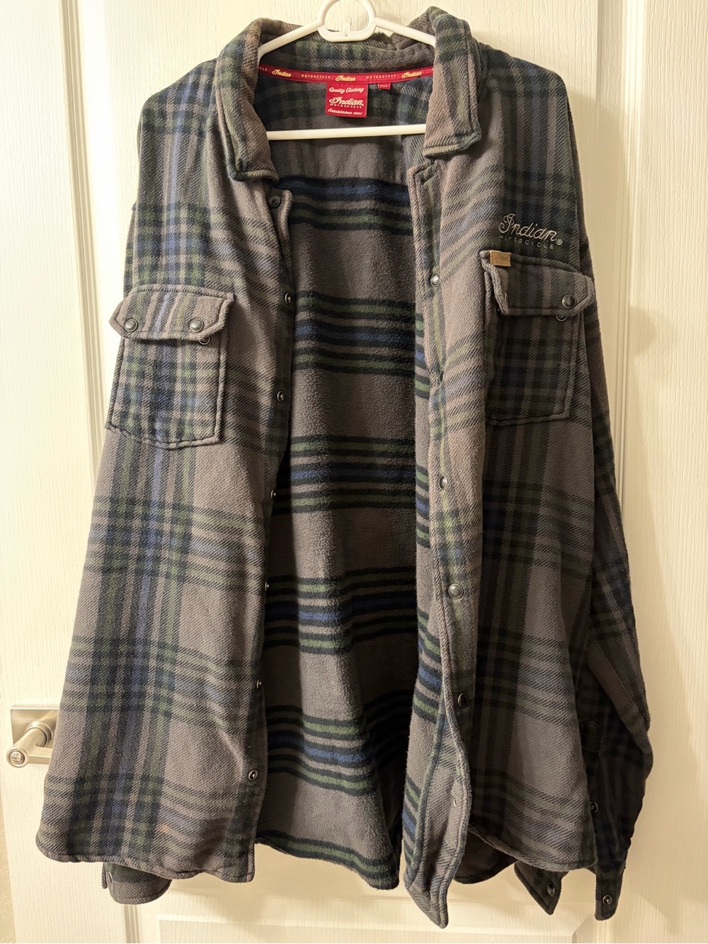 Indian Motorcycle Men's Gray Plaid Fleece Jacket